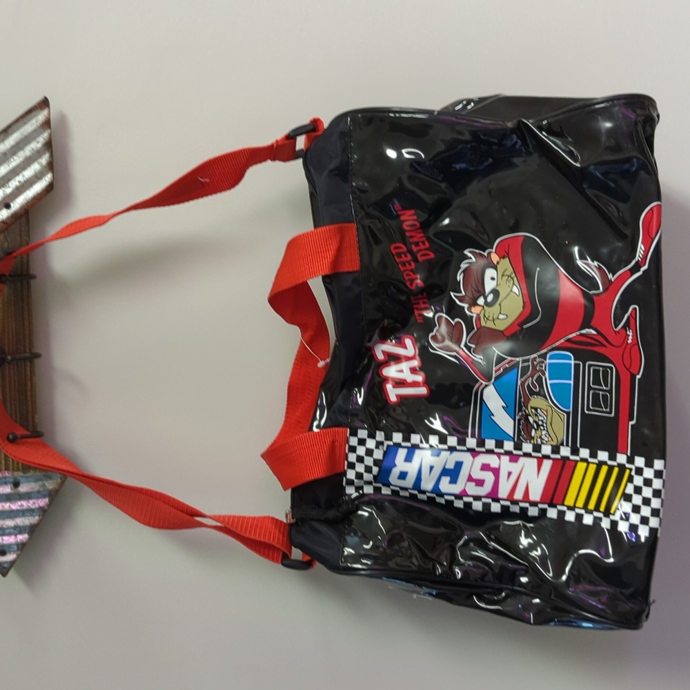 Vintage Looney Toons Taz Nascar Small Duffel Bag NWT Rare Find